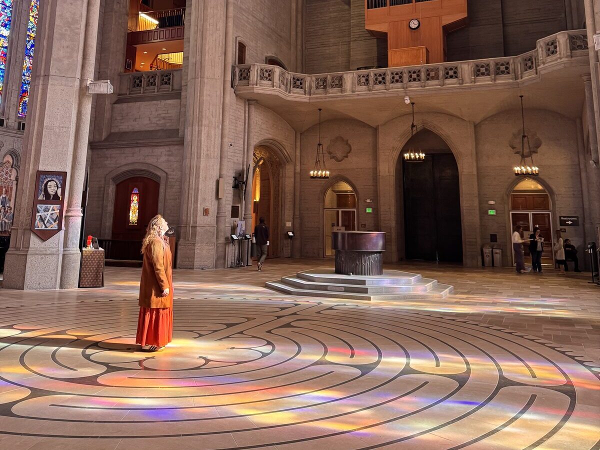 Stained glass and light inside a cathedral